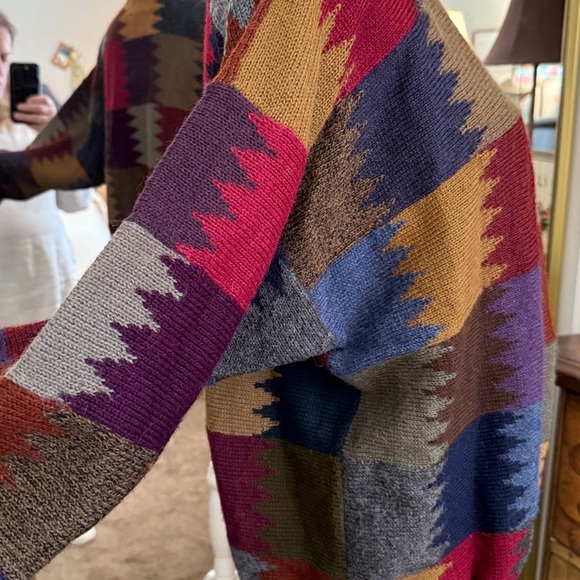 Millima Colorful Geometric Pattern 100% Alpaca Sweater - Picture 3 of 8